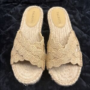 Talbots Hester Crisscross Raffia Espadrille Flat Sandals Size 8